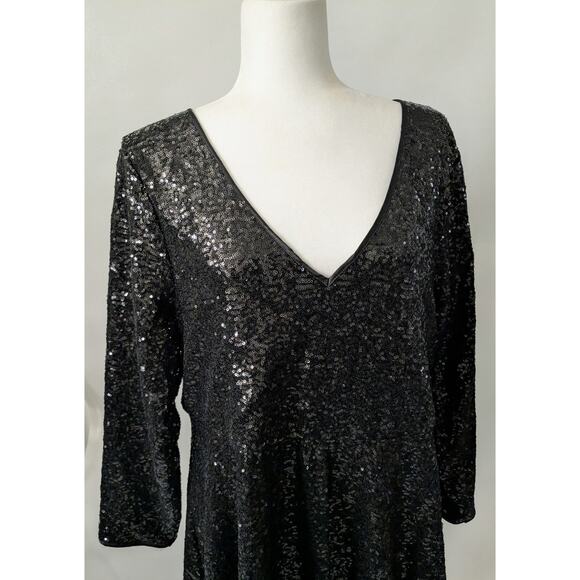TORRID Formal Black Sequin Dress Style Flare Midi Dress Women's SZ1 1X - Picture 1 of 16